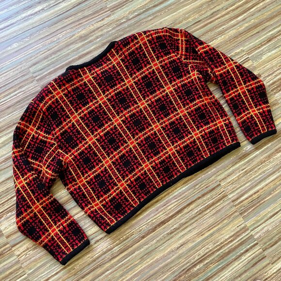 Worthington Petite Tartan Plaid Knit Cardigan Sweater Vintage 90s Cropped - Picture 6 of 6